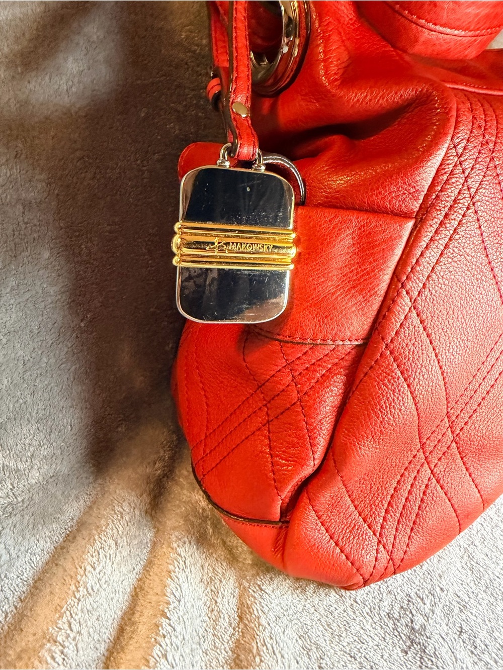 b. makowsky Red Quilted Leather Shoulder Bag - Picture 5 of 12